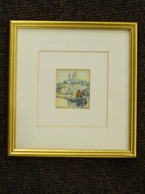 •Vera Robinson (19thC/20thC). The Brayford Pool, Lincoln, watercolour, signed and titled verso, 6.5cm x 5.5cm. - 2