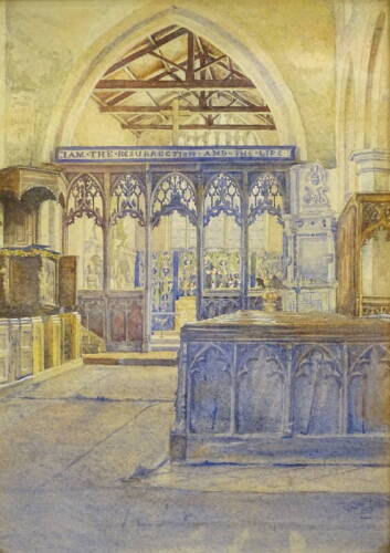 Rachel Mary Harriet Kinnear (1848-1925). Church interior, watercolour, 35cm x 25cm, and two others. (3) Provenance: The Estate of Miss Rachel Monson.