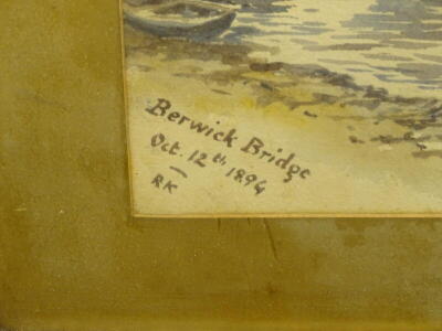 Rachel Mary Harriet Kinnear (1848-1925). Berwick Bridge, watercolour, initialled, titled and dated Oct 12th 1894, 25cm x 35cm, and another. (2) Provenance: The Estate of Miss Rachel Monson. - 3