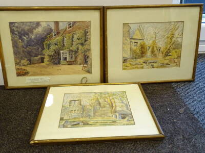 Rachel Mary Harriet Kinnear (1848-1925). The Vicarage at Burton, Lincs. watercolour, 25.5cm x 35cm, and two others. (3) Provenance: The Estate of Miss Rachel Monson. - 2