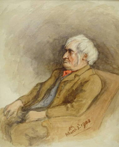 Rachel Mary Harriet Kinnear (1848-1925). Old gentleman, watercolour, initialled and dated 1903, 30cm x 25cm, and another. (2) Provenance: The Estate of Miss Rachel Monson.