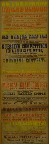 Lincoln Interest. Grand Circus Lincoln - Friday April 8th 1892, coloured poster printed by W.H. Leary, Saltergate, Lincoln, 75cm x 24.5cm, etching after Deighton and print The Stonebar. (3)