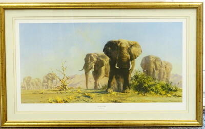 After David Shepherd. The Ivory is Theirs, coloured print, 44cm x 79.5cm. - 2