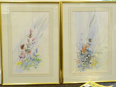 •Paul Miller (20thC). Floral study, watercolour - pair, signed, 50cm x 30.5cm. - 2