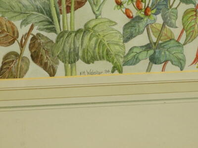 •Paul Miller (20thC). Floral and butterfly study, watercolour - Pair, signed, 47cm x 21.5cm, and another signed F.H. Webster. (3) - 3