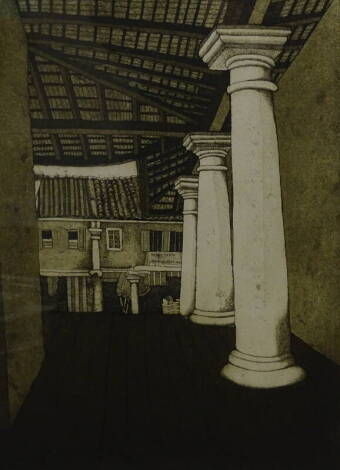 Ilse Noor (b.1941). Court Kuching Sarawak, artist signed, titled, dated (19)86, etching 126/300, 25cm x 18.5cm.