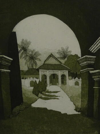 Ilse Noor (b.1941). Kedah Istana Pelamin-Kedah, artist signed, titled, dated (19)86, etching 157.300, 25cm x 19cm.