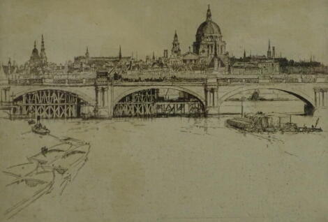 Frederick Charles Richards (1878-1932). Waterloo bridge, artist signed and titled etching, 17cm x 23cm.