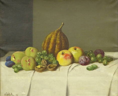 Kisteleky(?) (20thC). Fruit still life, oil on canvas, indistinctly signed, 49cm x 59cm.