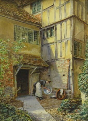 19thC/20thC British School. Maid washing, watercolour, 42.5cm x 31cm.