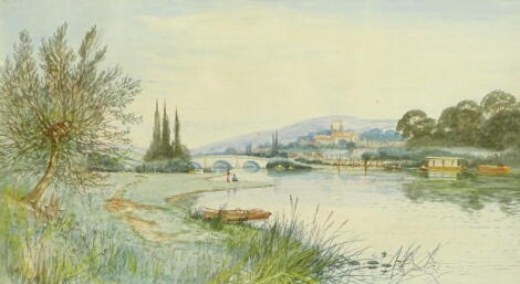 A. Ham (19thC). View of Pangbourne on Thames, watercolour, signed, inscribed and dated 1872 verso, 24cm x 45cm.