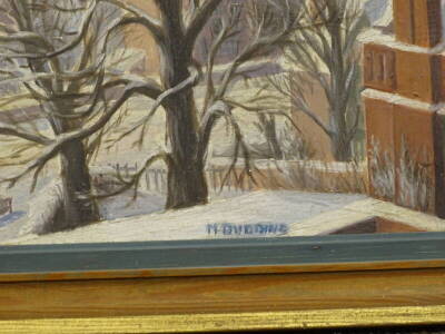 •Mary Dudding (19thC/20thC). Snow bound Lincoln from uphill, oil on board, signed and titled verso, 40cm x 53cm. - 3