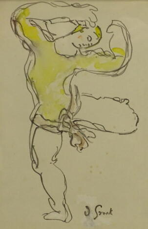 •Duncan Grant (1885-1978). Study of a dancer, watercolour drawing, signed, 28.5cm x 19cm.