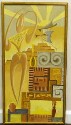 •A.J. Rose (20thC). Figural abstract, oil on canvas, signed, dated 1969 Peru, 99cm x 48.5cm. - 2