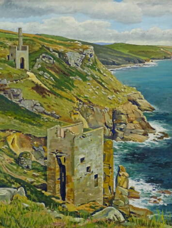 •T.M. Huguenin (20thC). Trewavas Engine Houses Rinsey, Cornwall, oil on board, signed and titled verso, 100cm x 76.5cm.