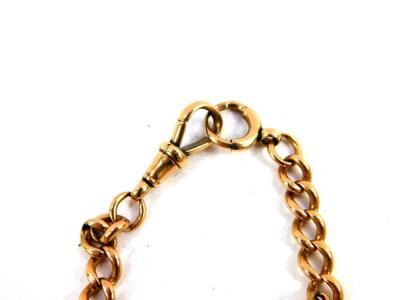 A 9ct gold curb link Albert chain, on a bolt ring and lobster claw clasp, with T-bar as fitted, 47.1g. - 3