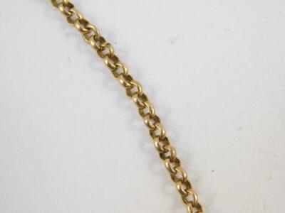 WITHDRAWN - TO BE RECATALOGUED FOR NEXT AUCTION. An 18ct gold belcher link long guard muff chain, on a lobster claw and bolt ring clasp, 22.8g. Auctioneer announce withdrawn from sale. - 3