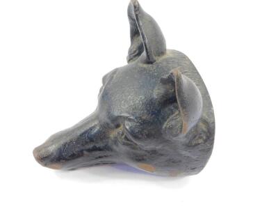 A Victorian cast iron figure of a fox's head, 16cm deep. - 2