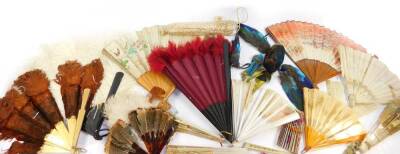 Victorian and later silk fans, brise fans and feather fans, (AF). (a quantity)