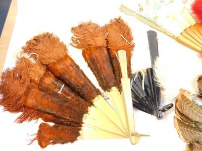 Victorian and later silk fans, brise fans and feather fans, (AF). (a quantity) - 2