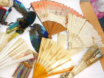 Victorian and later silk fans, brise fans and feather fans, (AF). (a quantity) - 4