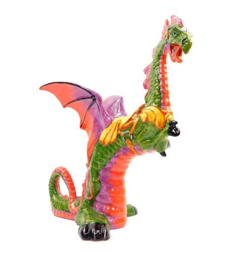 A Lorna Bailey pottery figure of a dragon, limited edition 11/100, printed and painted marks, 27.5cm high.