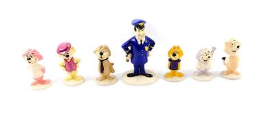 A set of seven Beswick pottery Top Cat figures, comprising Officer Dibble, Top Cat, Benny, Fancy Fancy, Choo-Choo, Brain and Spook.