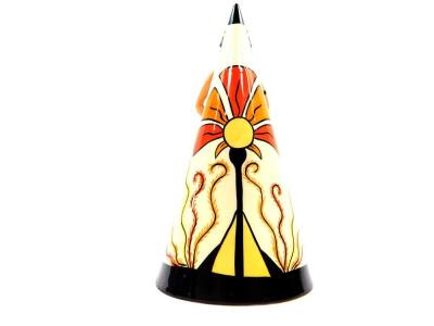 A Lorna Bailey pottery conical sugar sifter, fronted by an Art Deco lady, painted with geometric motifs and stylised flowers, limited edition 245/350, printed and painted marks, 23cm high. - 3