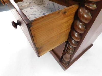 A Victorian mahogany Scotch chest, with cushion drawer over three graduated drawers with knob handles, enclosed by cut twist columns, 111cm wide. - 4