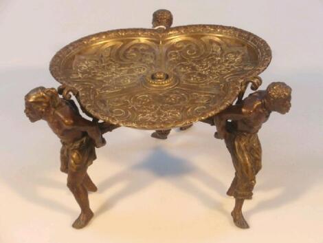 A 19thC French cast bronze tazza