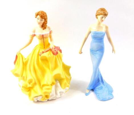 A Royal Doulton figure modelled as Diana Princess of Wales HN5061, together with a Pretty Ladies figure Summer HN5322. (2)