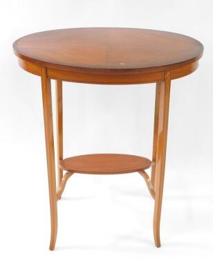 Two Edwardian mahogany occasional tables, one rectangular, the other oval. (2) - 2