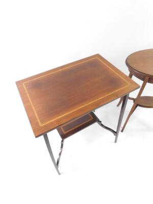 Two Edwardian mahogany occasional tables, one rectangular, the other oval. (2) - 4