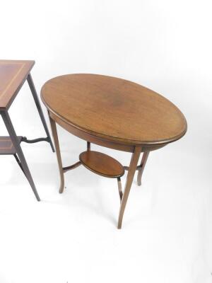 Two Edwardian mahogany occasional tables, one rectangular, the other oval. (2) - 5