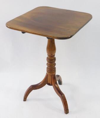 A Victorian mahogany tripod table, with rounded rectangular folding top and turned pillar. - 2