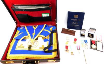 Masonic jewels and regalia, including Londonderry Lodge No 2039., Durham RMBI, and Masonic Trust For Girls and Boys., cufflinks and tie pins, aprons, gloves and ephemera. (a quantity)