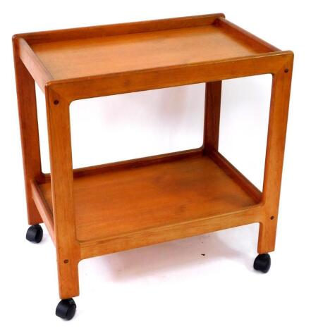 A teak two tier hostess service trolley, 73cm x 40cm.