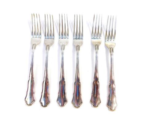 A set of six Continental table forks, white metal, stamped 800, 11.31oz.