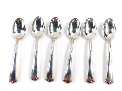 A set of six Italian dessert spoons, by Calderoni Gioielli, white metal, stamped 800, 11.10oz.