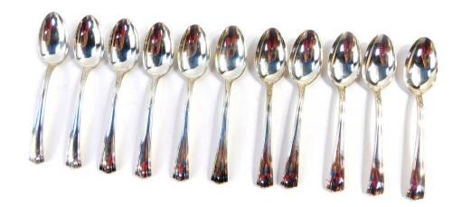 A set of eleven Italian teaspoons, by Calderoni Gioielli, white metal, stamped 800, 9.96oz.