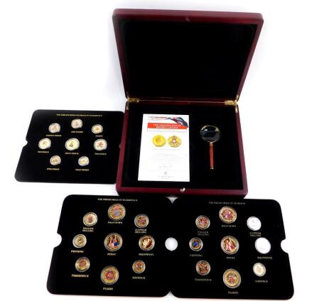 A London Mint The Changing Face of Britain's Coinage, Golden Edition, comprising the pre decimals of George VI and Elizabeth II, and Emblem Series Decimals of Elizabeth II, with certificate and magnifyer, cased.