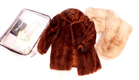 An Istovaris of Athens mink fur coat, together with a Papathoma of Athens fur wrap. (2)