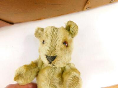A vintage Bourne Hygienic Laundry case, and a small jointed plush Teddy bear, 19cm high (2) - 2
