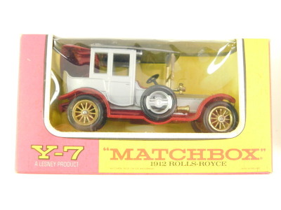 Lesney Matchbox Models of Yesteryear, Y-3, 4, 5, 6, 7, 10, 11, 12 and 15, Rolls Royce Silver Ghost and a Meccano magic motor. - 3