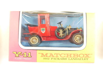 Lesney Matchbox Models of Yesteryear, Y-3, 4, 5, 6, 7, 10, 11, 12 and 15, Rolls Royce Silver Ghost and a Meccano magic motor. - 8