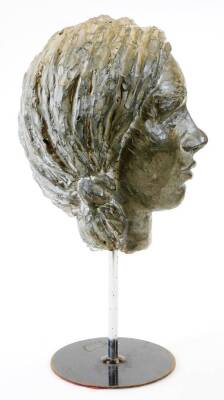 A 20thC spelter head sculpture formed as a lady, facing front on a plain stem and circular foot, 45cm high. - 4