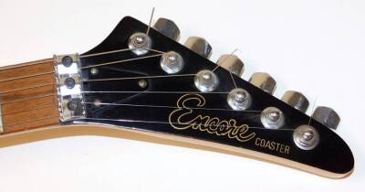 An Encore Coaster six string electric guitar, in red and white trim, 100cm wide. - 3