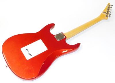 An Encore Coaster six string electric guitar, in red and white trim, 100cm wide. - 4