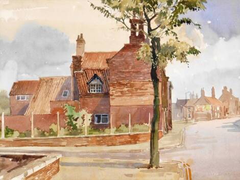 Sidney Wright (20thC Retford School). Street scene with tree before house, watercolour, signed, 37cm x 49cm.