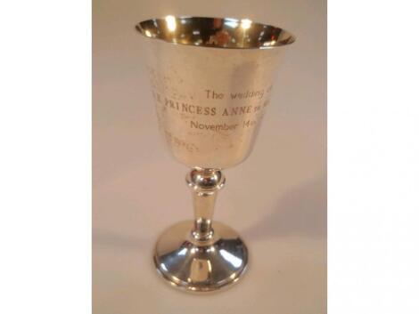 A commemorative silver goblet - The Wedding of HRH Princess Anne to Mark Phillips